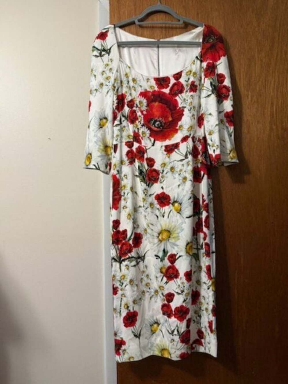 Dolce & Gabbana Open-Neck Poppy & Daisy Cady Sheath Dress IT 46/US 10/12 - Picture 3 of 7
